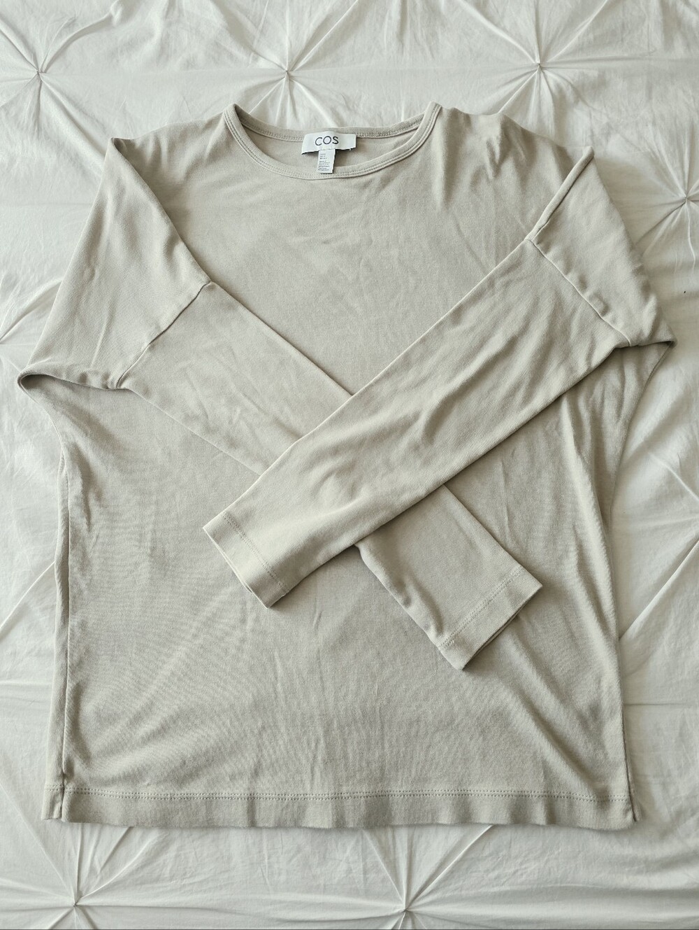 COS Drop Shoulder Long Sleeve T-Shirt, Beige